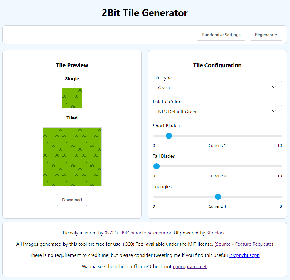 2Bit Tile Generator cpprograms